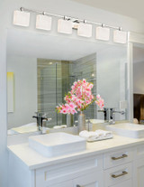 Fusion Tetra 6 Light Rectangle Rbon Glass Vanity Light by Justice Design - FSN-8426-55-RBON