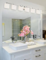 Fusion Tetra 6 Light Rectangle Rbon Glass Vanity Light by Justice Design - FSN-8426-55-RBON