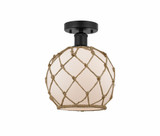 Farmhouse Rope 1 Light 8 Inch Wide Semi Flush Mount by Innovations - 616-1F-G12-8R