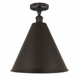 Edison Cone 1 Light 16 Inch Wide Semi Flush Mount by Innovations - 616-1F-MBC-16