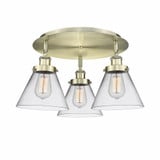 Cone 3 Light 19.5 Inch Wide Art Deco Flush Mount by Innovations - 916-3C-G4