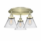 Cone 3 Light 19.5 Inch Wide Art Deco Flush Mount by Innovations - 916-3C-G4