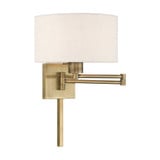 1 Light Swing Arm Wall Sconce with Fabric Shade 11 Inch Wide by Livex - 40037