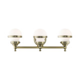 Oldwick 3 Light White Glass Vanity Light by Livex - 5713