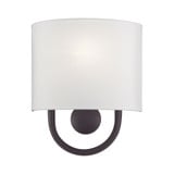 Stratton 1 Light OffWhite Shade Wall Sconce 10.5 Inch Tall by Livex - 42891
