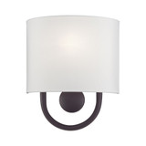 Stratton 1 Light OffWhite Shade Wall Sconce 10.5 Inch Tall by Livex - 42891