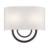 Stratton 2 Light OffWhite Shade Wall Sconce 13 Inch Tall by Livex - 42892