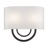 Stratton 2 Light OffWhite Shade Wall Sconce 13 Inch Tall by Livex - 42892