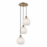 White Mouchette 3 Light Steel Cord Hung Medium Pendant by Innovations - 113B-3P-G1216-8