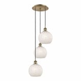 White Mouchette 3 Light Steel Cord Hung Medium Pendant by Innovations - 113B-3P-G1216-8
