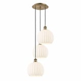 White Venetian 3 Light Cord Hung Large Pendant by Innovations - 113B-3P-G1217-10