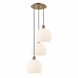 White Venetian 3 Light Cord Hung Large Pendant by Innovations - 113B-3P-G1217-10