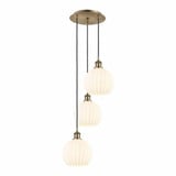 White Venetian 3 Light Steel Cord Hung Medium Pendant by Innovations - 113B-3P-G1217-8