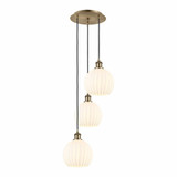 White Venetian 3 Light Steel Cord Hung Medium Pendant by Innovations - 113B-3P-G1217-8