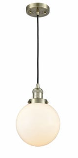 Beacon 1 Light Small Cord Hung Pendant 8 Inch Wide by Innovations - 201C-G20-8