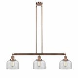 Bell 3 Light Oversized Stem Hung Island Pendant 40 Inch Wide by Innovations - 213-G7