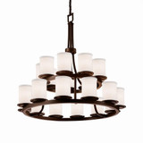 Textile Dakota 21 Light Large 2 Tier Chandelier by Justice Design - FAB-8767-10-WHTE