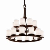Textile Dakota 21 Light Large 2 Tier Chandelier by Justice Design - FAB-8767-10-WHTE