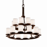 Textile Dakota 21 Light Large 2 Tier Chandelier by Justice Design - FAB-8767-10-WHTE