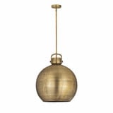 Newton Sphere 1 Light Metal Large Stem Pendant 18 Inch Wide by Innovations - 410-1SL-M410-18