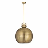 Newton Sphere 1 Light Metal Large Stem Pendant 18 Inch Wide by Innovations - 410-1SL-M410-18