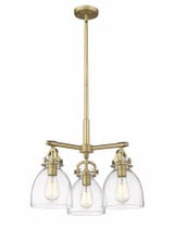 Newton Bell 3 Light Large Stem Hung Pendant 15.88 Inch Tall by Innovations - 410-3CR-G412-7
