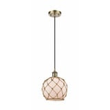 Farmhouse Rope 1 Light Cord Hung Small Pendant 10 Inch Tall by Innovations - 516-1P-G12-8R