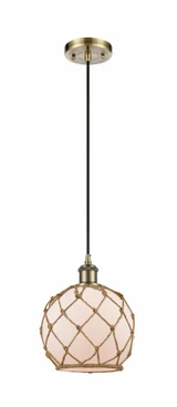 Farmhouse Rope 1 Light Cord Hung Small Pendant 10 Inch Tall by Innovations - 516-1P-G12-8R