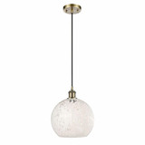 White Mouchette 1 Light Cord Hung Small Pendant by Innovations - 516-1P-G1216-10