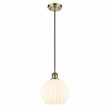 White Venetian 1 Light Cord Hung Small Pendant 10 Inch Tall by Innovations - 516-1P-G1217-8