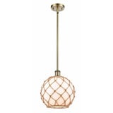 Farmhouse Rope 1 Light Stem Hung Small Pendant 13 Inch Tall by Innovations - 516-1S-G12-10R