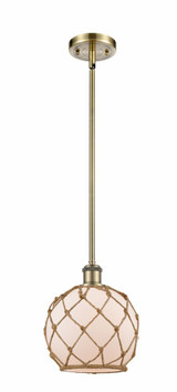 Farmhouse Rope 1 Light Stem Hung Small Pendant 10 Inch Tall by Innovations - 516-1S-G12-8R