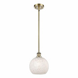 White Mouchette 1 Light Stem Hung Small Pendant 10 Inch Tall by Innovations - 516-1S-G1216-8