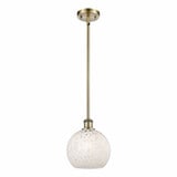 White Mouchette 1 Light Stem Hung Small Pendant 10 Inch Tall by Innovations - 516-1S-G1216-8