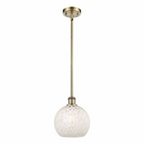 White Mouchette 1 Light Stem Hung Small Pendant 10 Inch Tall by Innovations - 516-1S-G1216-8