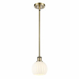 White Venetian 1 Light Stem Hung Mini Pendant by Innovations - 516-1S-G1217-6
