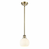 White Venetian 1 Light Stem Hung Mini Pendant by Innovations - 516-1S-G1217-6
