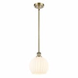 White Venetian 1 Light Stem Hung Small Pendant 10 Inch Tall by Innovations - 516-1S-G1217-8