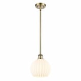 White Venetian 1 Light Stem Hung Small Pendant 10 Inch Tall by Innovations - 516-1S-G1217-8