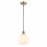White Venetian 1 Light Stem Hung Small Pendant 10 Inch Tall by Innovations - 516-1S-G1217-8
