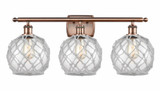 Farmhouse Rope 3 Light Industrial Vanity Light 26 Inch Wide by Innovations - 516-3W-G122-8R