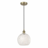 White Mouchette 1 Light Steel Cord Hung Small Pendant by Innovations - 616-1P-G1216-10