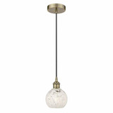 White Mouchette 1 Light Cord Hung Mini Pendant 8 Inch Tall by Innovations - 616-1P-G1216-6