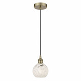 White Mouchette 1 Light Cord Hung Mini Pendant 8 Inch Tall by Innovations - 616-1P-G1216-6