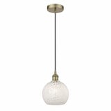 White Mouchette 1 Light Brass Cord Hung Small Pendant by Innovations - 616-1P-G1216-8