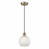 White Mouchette 1 Light Brass Cord Hung Small Pendant by Innovations - 616-1P-G1216-8