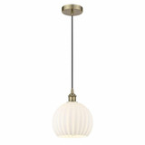 White Venetian 1 Light Brass Cord Hung Small Pendant by Innovations - 616-1P-G1217-10