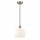 White Venetian 1 Light Brass Cord Hung Small Pendant by Innovations - 616-1P-G1217-10