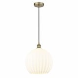White Venetian 1 Light Steel Cord Hung Medium Pendant by Innovations - 616-1P-G1217-14