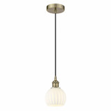 White Venetian 1 Light Cord Hung Mini Pendant 8 Inch Tall by Innovations - 616-1P-G1217-6